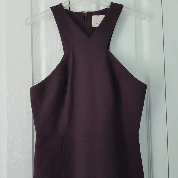 Cinq a Sept Dark Cherry Melina Halter Style Open Shoulder Cocktail Sheath Dress - Picture 5 of 16